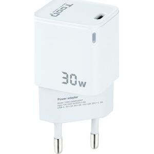 Ładowarka TooQ TooQ GAN USB-C/PD Wall Charger 30W, White, Indoor, AC, White