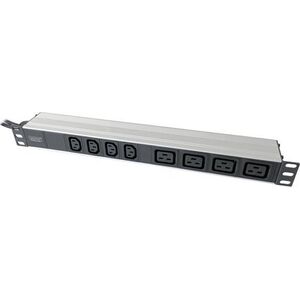 Listwa zasilająca Digitus 1U Aluminum PDU, rackmountable, 4x C13, 4x C19 2x 16A Plug, 250VAC 50/60Hz open end | DN-95423