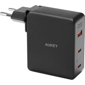 Ładowarka Aukey Ładowarka sieciowa Aukey PA-B7O, 1xUSB-A, 2xUSB-C, 140W GaN (czarna)