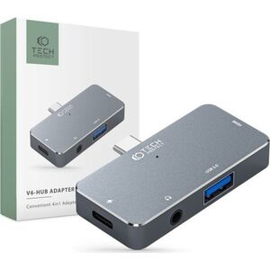 HUB USB Tech-Protect Adapter Tech-Protect V6 hub 4w1 Grey