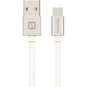 Kabel USB Swissten USB-A - USB-C 0.2 m Srebrny (71521103)