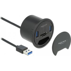 HUB USB Delock Delock 2 Port Tisch-Hub 2 x SuperSpeed USB Typ-A und Card Reader fur SD und Micro