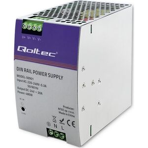 Qoltec Przemysłowy zasilacz na szynę DIN 24V 480W 20A