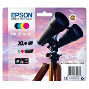Tusz Epson Epson 502/502XL Multipack - 4er-Pack - 19.1 ml - Schwarz, Gelb, Cyan, Magenta - original - Blisterverpackung - Tintenpatrone - fur Expression Home XP-5100, XP-5150, WorkForce WF-2860, WF-2865DWF, WF-2880DWF, WF-2885DWF
