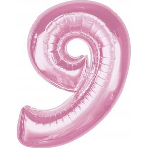 GoDan Balon foliowy cyfra 9 jasnoróżowa Smart 92cm
