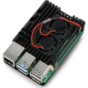 JustPi Obudowa justPi do Raspberry Pi 5 z dwoma wentylatorami - aluminiowa - czarna}