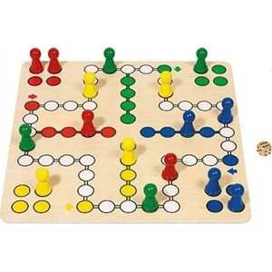 Goki Didelis medinis kinų Ludo stalo žaidimas su Goki detalėmis