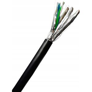 Digitus Kabel instalacyjny zewnętrzny suchy DIGITUS kat.7,S/FTP, Fca, AWG 23/1, PE, 500m, czarny, szpula