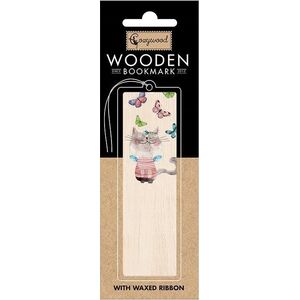 Cozywood Zakładka drewniana Kot i motyle