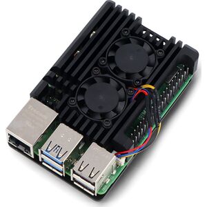 OEM Obudowa do Raspberry Pi 5 z dwoma wentylatorami - aluminiowa - czarna}