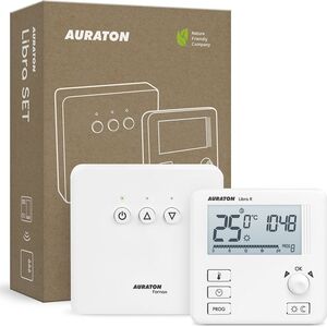 Auraton AURATON Libra SET - Tygodniowy, bezprzewodowy regulator temperatury ze sterownikiem urządzenia grzewczego (zestaw), (następca modelu 3021RT)