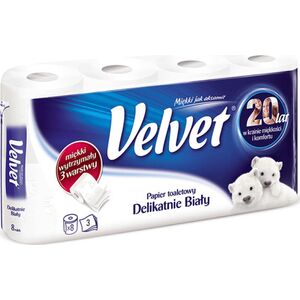 Velvet delikatnie biały papier toaletowy 8 rolek