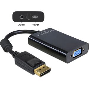 Adapter AV Delock DisplayPort - D-Sub (VGA) + Jack 3.5mm czarny (65439)