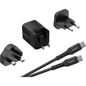 Ładowarka Energizer Energizer Ultimate - Ładowarka sieciowa Multiplug EU / UK / US GaN 20W PD + kabel USB-C (Czarny)