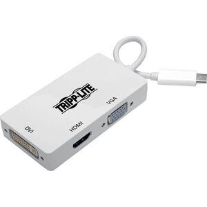 Wieloportowy adapter USB-C (M/3xF) 4K HDMI, DVI, VGA, HDCP U444-06N-HDV4K  Biały