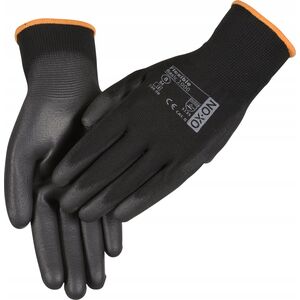 OX-ON handske Black Flex - Finger Coated, str. 9