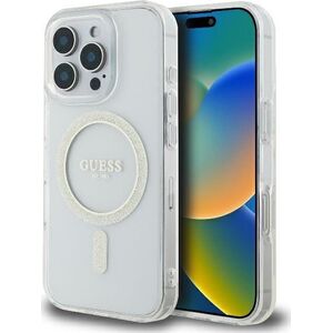 Guess Guess GUHMP16LHFGERET iPhone 16 Pro 6.3" przeźroczysty/transparent hardcase IML Glitter Circle MagSafe