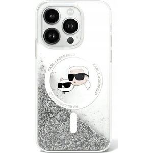 Karl Lagerfeld Karl Lagerfeld KLHMP15XLGKCSGH iPhone 15 Pro Max 6.7" hardcase transparent Liquid Glitter Karl&Choupette Head Magsafe