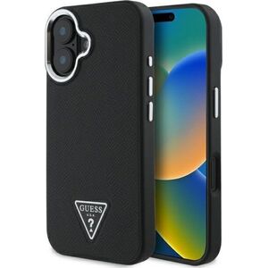 Guess Guess GUHMP16SPGTSPSK iPhone 16 6.1" czarny/black hardcase Grained Triangle MagSafe