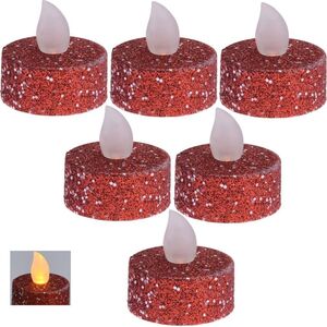 Affek Design ZESTAW 6 ŚWIECZEK TEA LIGHT LED CZERWONY BROKAT