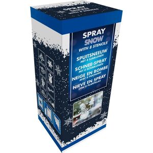 Dekoracja świąteczna Koopman Sztuczny śnieg w sprayu ozdobny na szybę choinkę papier drewno 150ml 8 szablonów