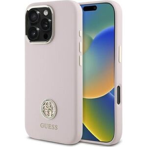 Guess Guess GUHCP16LM4DGPP iPhone 16 Pro 6.3"   jasnoróżowy/pink hardcase Silicone Logo Strass 4G