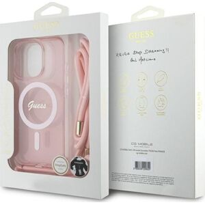 Guess Guess GUHMP16LHCTSGNSP iPhone 16 Pro      6.3" różowy/pink hardcase Crossbody Cord Script MagSafe