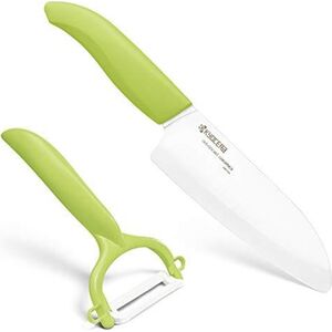 Kyocera Kyocera FK140CP10NGR SANTOKU KNIFE & PEELER Set, knife (14 cm blade) and peeler, Green