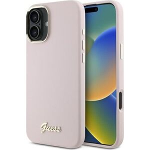 Guess Guess GUHCP16SSMBSLP iPhone 16 6.1"       różowy/pink hardcase Silicone Script Metal Logo & Frame