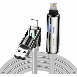 Kabel USB Blitzwolf Kabel 4w1 USB-C/USB-A do USB-C/Lightning Blitzwolf BW-HDC6 1.2m 240W RGB (szary)