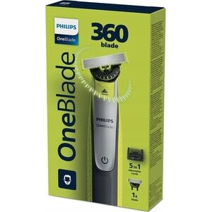 Trymer Philips Philips Oneblade QP2734/23, 360 blade, 5-in-1 comb (1,2,3,4,5 mm), 60 min run time/4hour charging