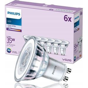 Signify Philips LED classic Lampe 35W GU10 Kaltweiß 275lm Silber 6er P