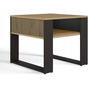 Topeshop STOLIK KAWOWY ŁAWA MODERN MINI 2P SLIM DĄB ARTISAN CZERŃ LAMELE
