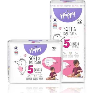 Happy Pieluchy HAPPY Junior (11-18kg) diapers 52pcs, size 5 NEW, BB-054-JU52-W01