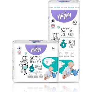 Happy Pieluchy HAPPY Junior Extra (+15kg) diapers 48pcs, size 6 NEW, BB-054-JX48-W01
