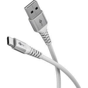 Kabel USB Goobay Super miękki kabel tekstylny USB-C™ z metalowymi złączami, 2 m, biały - Długość kabla 2 m