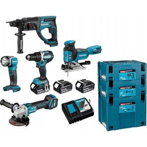 Zestaw elektronarzędzi Makita ZESTAW COMBO 18V DDF484+DGA513+DHR202+DJV181+DML802