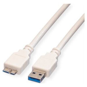Kabel USB Value Kabel VALUE USB 3.2 Gen 1, typ, A M - Micro B M, biały, 2 m