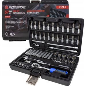 Zestaw narzędzi Forsage Zestaw narzędzi 1/4" 57el. (6-kątnych)(4- 14mm)(E4-E10)