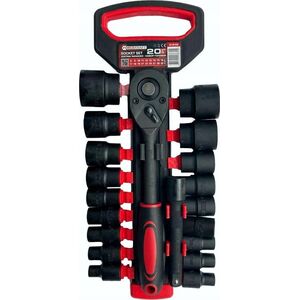 Forcekraft Zestaw nasadek 1/2" 20el. (z grzechotką i przedłużką) (8-32mm)