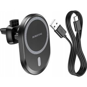 Ładowarka Borofone Ladetajs-turetajs auto Borofone BH201 Magsafe 15W melns magnetisks