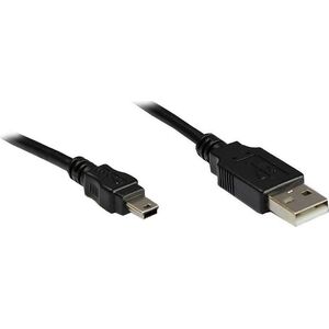 Alcasa USB A - USB mini B, m - m, 3m kabel USB USB 2.0 Mini-USB B Czarny, Metaliczny