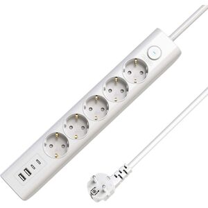 5-way USB Schuko Power Strip
