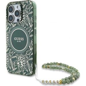 Guess GUHMP16XHCPOFPA iPhone 16 Pro Max   6.9" zielony/green hardcase IML Flowers Allover Electro With Pearl Strap MagSafe