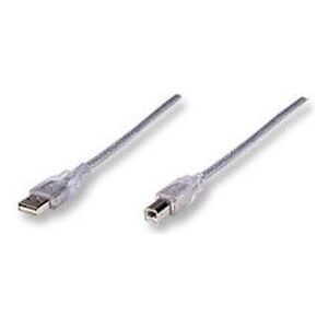 Kabel USB Manhattan USB-A - USB-B 3 m Srebrny (340458)