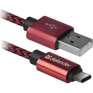 Kabel USB Defender USB-A - USB-C 1 m Czerwony (87813)