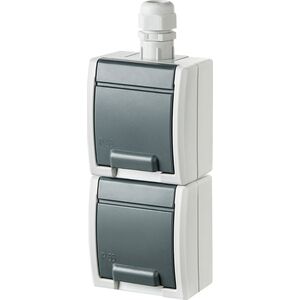 Elektro-Plast AQUANT Gniazdo podwójne z/u 2x2P+Z schuko pionowe z przesłonami styków IP65 1252-65