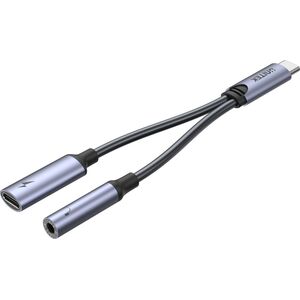 Adapter USB Unitek USB-C - Jack 3.5mm + USB-C Srebrny  (M205A)
