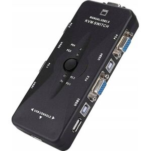 Przełącznik Pawonik PRZEŁĄCZNIK KVM VGA 4X1 SWITCH 3XUSB HUB BOX
