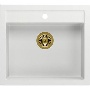 Zlewozmywak Quadron BILL 110 GraniteQ snow white/elementy złote
